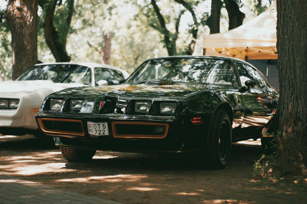 black pontiac firebird classic car